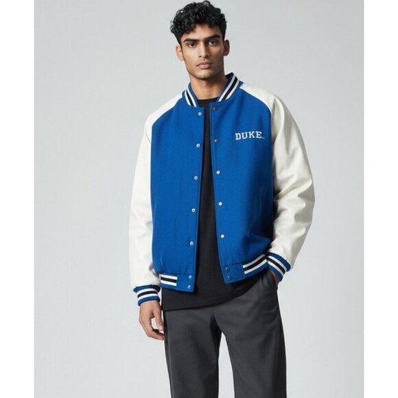 Steve & Barry's Other - Duke Blue Devils Varsity Wool Blend Jacket L Blue Steve and Barrys Distressed